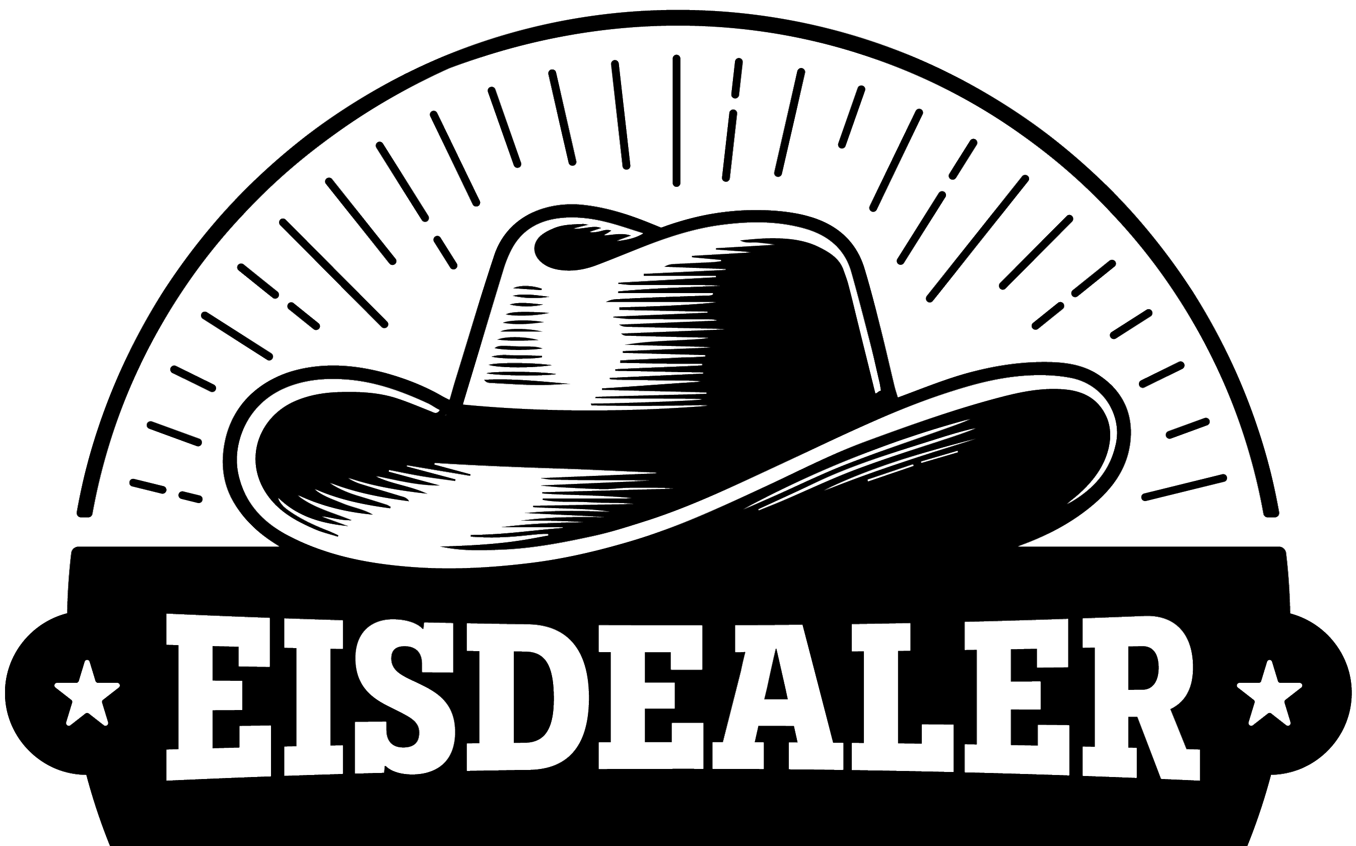 Eisdealer mit Hut und Strahlen